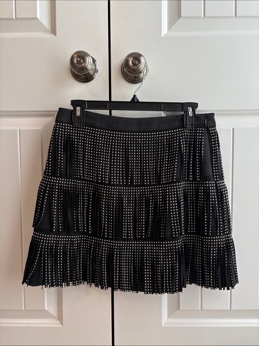 Main Strip Black Studded Tiered Skirt